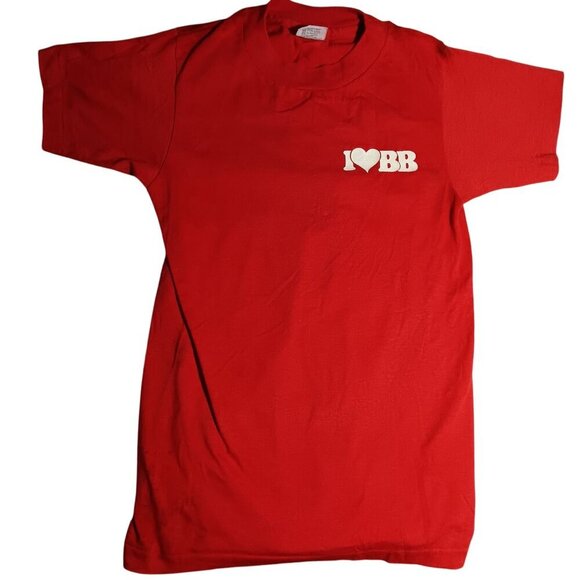 MEDIUM 10-12 Vintage 1980's Boys T-SHIRT  RED HANES BRASS BUCKLE GRAPHIC - Picture 2 of 7